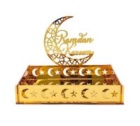 Kueohse Bandeja de Comida AcríLica Eid Mubarak RamadáN Postre de Fruta Luna Estrella Castillo IsláMico Festival MusulmáN DecoracióN Regalo,B