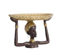 Kueohse Bandeja de Estatua de Dama, Centros de Mesa Africanos, Adorno de Resina, Escultura Artesanal para Oficina de Escritorio en el Hogar