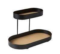 Kueohse Bandeja de Perfume Negra de Hierro de, Organizador de Soporte de Perfume para Tocador, Estante de Almacenamiento de Perfume CosméTico Negro Doble