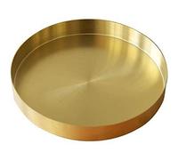 Kueohse Bandeja Redonda Dorada, Bandeja Decorativa de Metal, Bandeja de Maquillaje, Organizador para Tocador, BañO, Vestido, Acabado de LatóN Mate, 11,8 Pulgadas