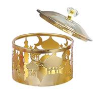 Kueohse Bandejas de Ramadán con Tapa - Bandeja de Metal Dorado Eid Mubarak de Ramadán de Dulces Contenedor de Almacenamiento de Alimentos Caja de Baratijas de Galletas