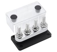 Kueohse Barra Colectora 600A 4 EspáRragos (3/8 Pulgadas) M10 Bloque de Terminales de Barra Colectora de Cobre de Alta Corriente Marina DC 12V 24V 48V con Cubierta (Negro)