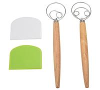 Kueohse Batidora de Masa Danesa, Batidora de Masa de Acero Inoxidable de 2 Piezas con 2 Raspadores de Masa para Masa de Pizza, Pan de Masa Madre, Etc.