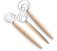 Kueohse Batidora de Masa Danesa, Batidora de Pan, 3 Piezas de Acero Inoxidable, Batidor HolandéS para Pastel, Postre, Pan, Pizza, PasteleríA, Cocina, Herramienta para Hornear