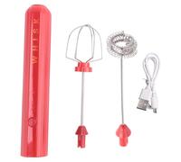 Kueohse Batidora EléCtrica Recargable USB Batidora de Huevos Batidora de Café de Mano Batidora de Leche para el Hogar Mezclador Espumador Rojo