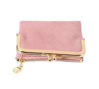 Kueohse Billetera corta para mujer Bifold Retro multifunción con cremallera y de beso, color rosa
