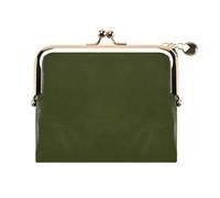 Kueohse Billetera corta para mujer Bifold Retro multifunción con cremallera y de beso, color verde