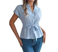 Kueohse Blusas de Mujer con Botones, Blusas Casuales de Verano, Camisas Elegantes de para el Trabajo, L