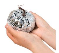 Kueohse Bola de Discoteca con Espejo Plateado, Bola de Discoteca con Forma de Calabaza, Adecuada para Fiestas de DJ en Clubes, Bola de Calabaza Reflectante de Halloween de 10 cm