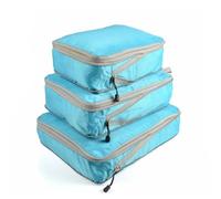 Kueohse Bolsa de Almacenamiento de Viaje de 3 Piezas, Embalaje Comprimible PortáTil con Organizador de Equipaje, Viaje Impermeable Plegable, Azul