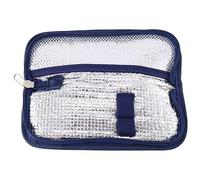 Kueohse Bolsa portátil para insulina para viajes de insulina diabética, píldoras frías, lata de aluminio, bolsa de hielo (azul marino)
