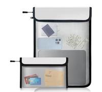 Kueohse Bolsas Ignífugas para Documentos, Paquete de 2, de 15 X 11 Pulgadas y 8 X 5 Pulgadas, para Documentos y Dinero.