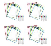 Kueohse Bolsillos de Borrado en Seco Reutilizables, Paquete de 24 Fundas de Borrado en Seco Reutilizables, Protector de Hojas de, Fundas de Bolsillo de Borrado en Seco