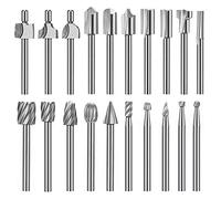 Kueohse Brocas de Grabado de Carburo de Enrutador HSS de 20 Piezas para Juego de Brocas de Enrutador, Manejar de 1/8 Pulgadas (3 Mm) para Herramientas Rotativas