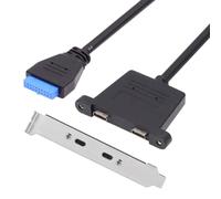 Kueohse Cable de Datos USB 3.1 de Expansión con Ranura para Tarjeta PCI Frontal de 0,5 M, Conector Hembra de 20 Pines A Conector Hembra Tipo C Doble con Bisel.