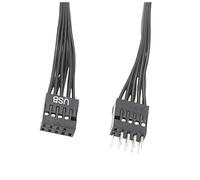 Kueohse Cable de Extensión para Panel Frontal de Placa Base de Ordenador USB 9Pin, Cable de Extensión USB2.0 de 9Pin Macho A Hembra, Cable de 24AWG.