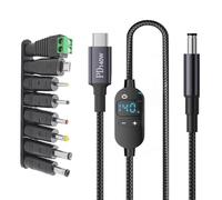 Kueohse Cable Elevador de Potencia USB-C A CC, Salida de 140 W, Adaptador de Voltaje Ajustable de 5 V, 9 V, 12 V, 15 V, 20 V y 28 V para Conectores de Enrutadores y Portátiles.
