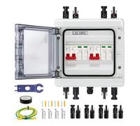 Kueohse Caja Combinadora Solar con Protección Multicapa, Protección Sobretensiones, Interruptor Aislador de 2 Entradas y 2 Salidas DC40A, IP65 A Prueba de Agua.