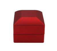 Kueohse Caja de almacenamiento de anillos de terciopelo suave, soporte de exhibición, caja de almacenamiento, organizador de joyas, luz LED, color rojo