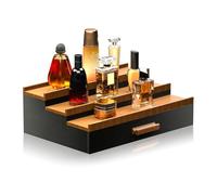 Kueohse Caja de Madera para Guardar Cosméticos, Expositor de Perfumes con Cajón Oculto, Caja de Almacenamiento de Perfumes Escalonada