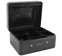 Kueohse Caja de Monedas de Metal Duradera con Bandeja de Almacenamiento con Cerradura - Caja de Monedas PequeñA con Cerradura de CombinacióN 15 X 12 X 7,7 Cm (Negro)