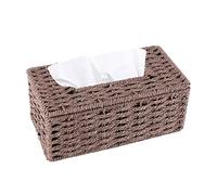 Kueohse Caja de pañuelos de ratán, servilletero vintage, maleta, desorden, tapa, decoración de escritorio para sala de estar (café)
