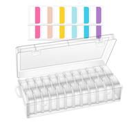 Kueohse Caja Organizadora de Cuentas, Pequeña Caja Rectangular Transparente para Guardar Cuentas, con Tapas Abatibles y Etiquetas (Juego de 1)