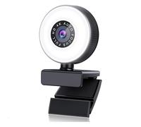 Kueohse Cámara Web de Enfoque Automático 4K HD con Micrófono, Cámara de Computadora con Luz Ajustable, Cámara Web USB para Videollamadas de Escritorio y Portátil