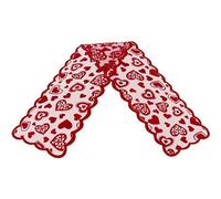 Kueohse Camino de Mesa para el DíA de San ValentíN, Camino de Mesa de Encaje Rojo de 13 X 72 Pulgadas, Camino de Mesa RomáNtico con Forma de CorazóN para el DíA de San ValentíN