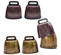 Kueohse Campana de Vaca de Metal de 6 Piezas, Campana Retro de Cencerro para Caballos, Ovejas Que Pastan Cobre, Campanas de Vaca, Fabricantes de Ruido