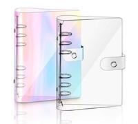 Kueohse Carpeta de Cuaderno de PVC Suave ArcoíRis A5 de 2 Piezas, Cubierta de Cuaderno de PVC Suave Transparente, Carpeta de Planificador Personal de Hojas Sueltas