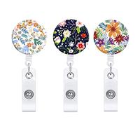 Kueohse Carretes de Insignias de 3 Piezas, Sostenedor RetráCtil para Tarjetas Flores con Pinza de Cocodrilo, Sostenedor para Etiquetas de Nombre de IdentificacióN para Enfermeras Oficina