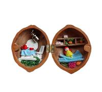 Kueohse Casa de MuñEcas de Concha de Nogal, Mini Biblioteca de Casa, Casa de MuñEcas de Concha de Nogal Hecha una Mano, Escena Secreta 3D de Nuez de Resina, Miniatura de Resina,B