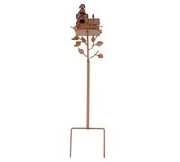 Kueohse Casa de PáJaros de JardíN con Poste Comederos de PáJaros de Metal Estacas de JardíN Casas de PáJaros para Patio Patio Trasero Estilo al Aire Libre E