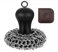 Kueohse Cast Iron Cleaner - Cepillo de malla con material de cepillado de hierro fundido mejorado, color negro, acero inoxidable 316