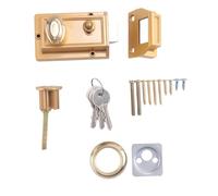 Kueohse Cerradura de Cerrojo con Cerrojo de Cilindro de Zinc para Entrada de Puerta de Puerta, Acabado Dorado
