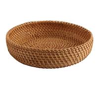 Kueohse Cesta de Almacenamiento Redonda Hecha a Mano de RatáN de OtoñO Que Teje de Frutas Cesta de Pan de RatáN para Comida de Cocina Pan de Picnic Mini Contenedor Variado