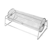 Kueohse Cesta de barbacoa de acero inoxidable, giratorio, jaula de rejilla enrollable para asar, accesorios para barbacoa para cocinar de forma uniforme