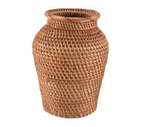 Kueohse Cesta de mimbre de ratán, maceta de flores, cesta de almacenamiento, jarrón de mimbre, rústico, tejido