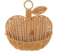 Kueohse Cesta de Mimbre en Forma de Manzana Colgante, Cesta de Pared Pequeña de Ratán para Organización y Almacenamiento de Frutas en la Cocina.