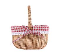 Kueohse Cesta de mimbre vacía ovalada de mimbre para pícnic con cesta de boda pequeña