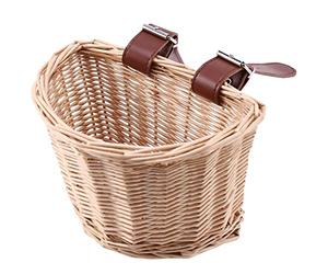 Kueohse Cestas de Bicicleta de RatáN Vintage para NiñOs Cesta de Scooter para Bicicleta Cesta Delantera de Bicicleta para NiñOs, XS (Color Madera)