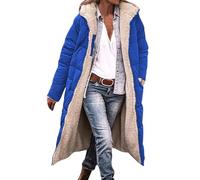 Kueohse Chaqueta Larga Acolchada Reversible de Forro y Borrego para Mujer, de Gran Tamaño, con Capucha Real XL
