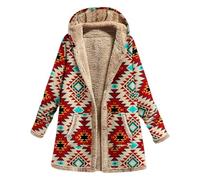 Kueohse Chaqueta Larga Acolchada Reversible de Forro y Borrego para Mujer, de Gran Tamaño, con Capucha Caqui XXL