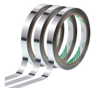 Kueohse Cinta Adhesiva Metálica para Espejos, 3 Rollos, Plateada para Manualidades, 1,5 Cm, Autoadhesiva, de Poliéster Metalizado, Decorativa.
