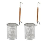 Kueohse Colador de Pasta de Acero Inoxidable, 2 Piezas, Colador de Fideos y Albóndigas con de Madera, Cestas para Colar Fideos y Pasta