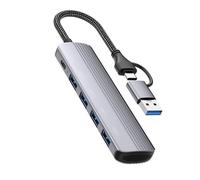 Kueohse Concentrador USB 3.0 7 en 1 para PC, Portátil, Tableta, Estación de Acoplamiento Tipo C de Alta Velocidad para Disco USB de Oficina y Trabajo.