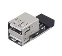 Kueohse Conector Adaptador USB de 9 Pines a 2 Puertos Placa Base Interna de PC Convertidor Hembra de 9 Pines a USB2.0 Tipo a para Computadora de Escritorio
