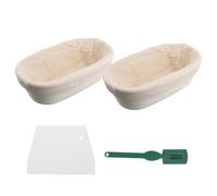 Kueohse Conjunto de Canasta de Prueba Banneton - Canasta de PanaderíA Artesanal de Pan de Masa Fermentada, Raspador/Cortador de Masa y Forro de Tela Brotform