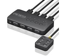 Kueohse Conmutador USB Adaptador de Controlador Compartido 4 Entradas 4 Salidas para Computadora PortáTil Impresora Teclado RatóN Monitor